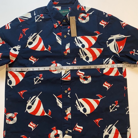 J Crew Small Cotton Nautical Sail Button Up Short Sleeve Shirt D21 - Picture 8 of 10